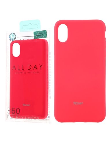 CUSTODIA per APPLE IPHONE X, IPHONE XS (5.8') IN GEL TPU SILICONE COLORE FUCSIA ALTA QUALITA' ROAR COLORFUL BLISTER