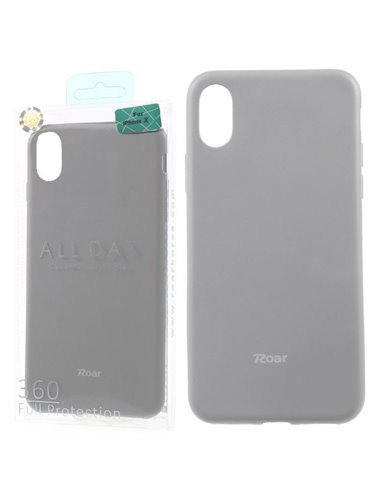 CUSTODIA per APPLE IPHONE X, IPHONE XS (5.8') IN GEL TPU SILICONE COLORE GRIGIO ALTA QUALITA' ROAR COLORFUL BLISTER