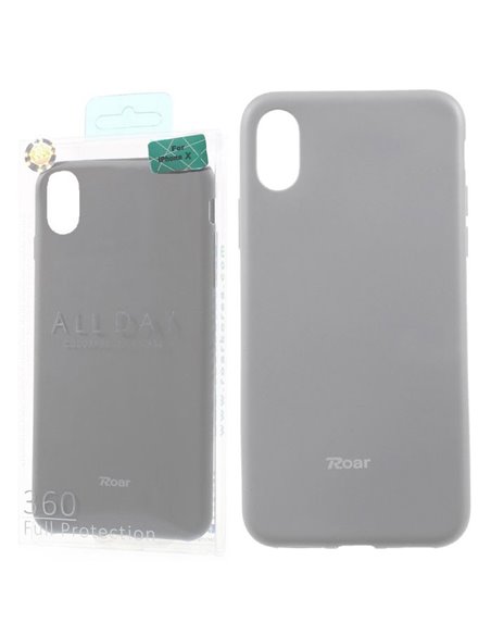 CUSTODIA per APPLE IPHONE X, IPHONE XS (5.8') IN GEL TPU SILICONE COLORE GRIGIO ALTA QUALITA' ROAR COLORFUL BLISTER