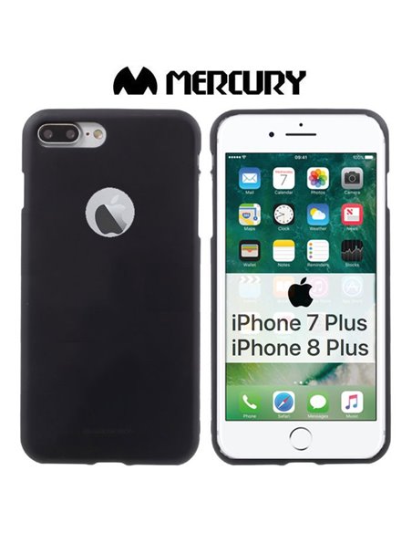 CUSTODIA per APPLE IPHONE 7 PLUS, IPHONE 8 PLUS IN GEL TPU SILICONE COLORE NERO ALTA QUALITA' MERCURY SOFT BLISTER