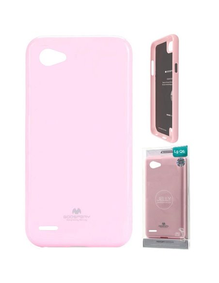 CUSTODIA per LG Q6, Q6 PLUS, Q6a  IN GEL TPU SILICONE COLORE ROSA LUCIDO ALTA QUALITA' MERCURY BLISTER