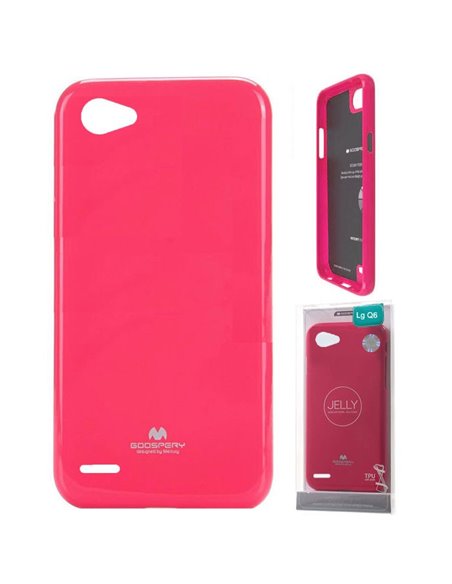 CUSTODIA per LG Q6, Q6 PLUS, Q6a IN GEL TPU SILICONE COLORE FUCSIA LUCIDO ALTA QUALITA' MERCURY BLISTER