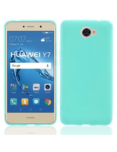 CUSTODIA per HUAWEI NOVA LITE PLUS, Y7 IN GEL TPU SILICONE SLIM 0,4mm COLORE VERDE ACQUA SATINATO