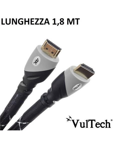 CAVO HDMI MASCHIO / HDMI MASCHIO VERSIONE 2.0 3D 4K 60HZ LUNGHEZZA 1,80 Mt. AA14302PRO VULTECH