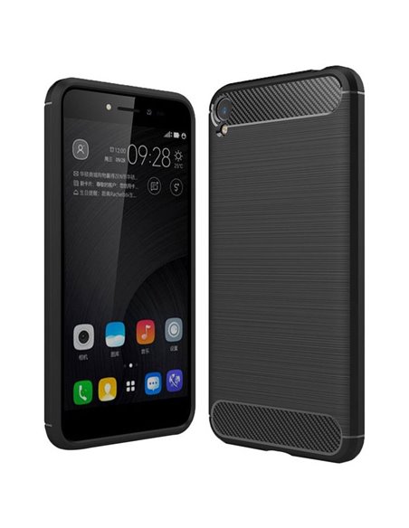 CUSTODIA per ASUS ZENFONE LIVE (ZB501KL) IN GEL TPU SILICONE EFFETTO METALLICO CON INSERTI IN FANTASIA CARBONIO COLORE NERO