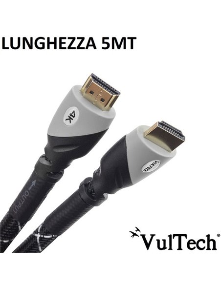 CAVO HDMI MASCHIO / HDMI MASCHIO VERSIONE 2.0 3D 4K 60HZ LUNGHEZZA 5 Mt. AA14305PRO VULTECH