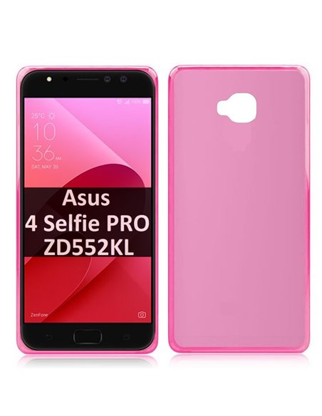 CUSTODIA per ASUS ZENFONE 4 SELFIE PRO (ZD552KL) - 5.5' POLLICI IN GEL TPU SILICONE COLORE ROSA TRASPARENTE