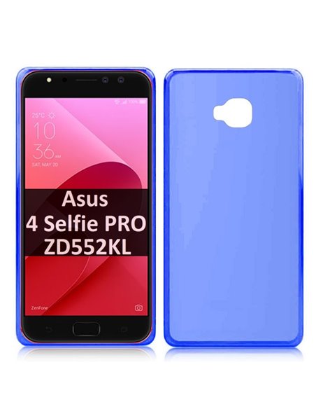 CUSTODIA per ASUS ZENFONE 4 SELFIE PRO (ZD552KL) - 5.5' POLLICI IN GEL TPU SILICONE COLORE BLU TRASPARENTE