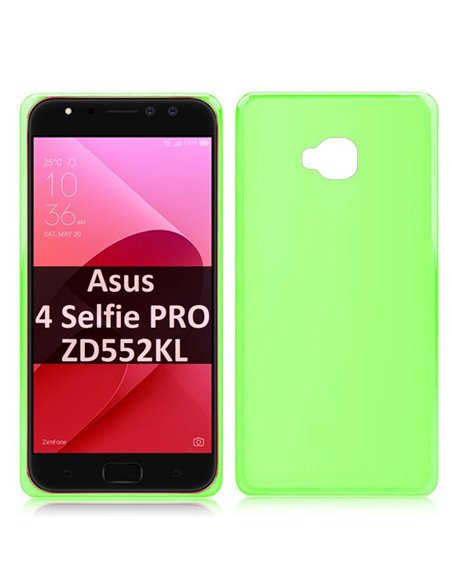 CUSTODIA per ASUS ZENFONE 4 SELFIE PRO (ZD552KL) - 5.5' POLLICI IN GEL TPU SILICONE COLORE VERDE TRASPARENTE