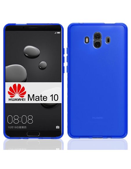 CUSTODIA per HUAWEI MATE 10 IN GEL TPU SILICONE COLORE BLU TRASPARENTE