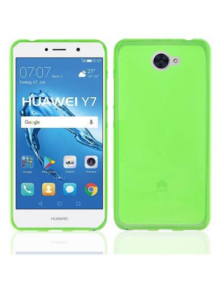 CUSTODIA per HUAWEI NOVA LITE PLUS, Y7, ENJOY 7 PLUS IN GEL TPU SILICONE COLORE VERDE TRASPARENTE