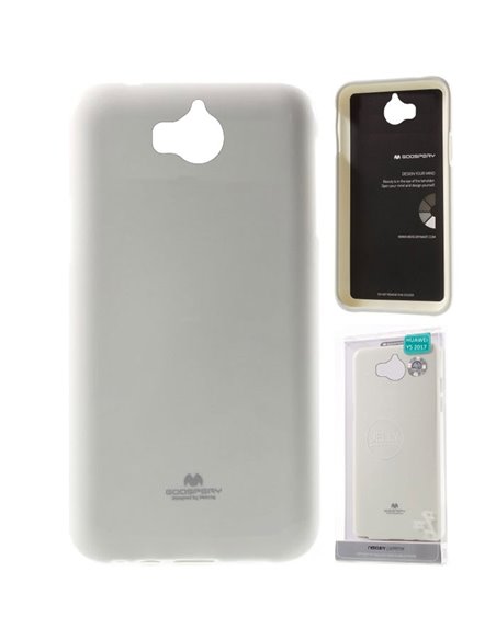 CUSTODIA per HUAWEI NOVA YOUNG, Y5 2017, Y6 2017 IN GEL TPU SILICONE COLORE BIANCO LUCIDO CON GLITTER ALTA QUALITA' MERCURY