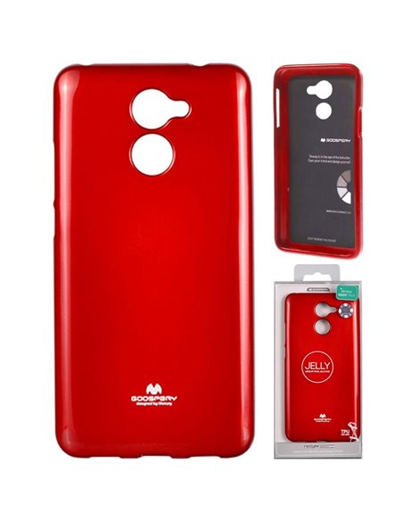 CUSTODIA per HUAWEI NOVA LITE PLUS, Y7, Y7 PRIME IN GEL TPU SILICONE COLORE ROSSO LUCIDO CON GLITTER ALTA QUALITA' MERCURY