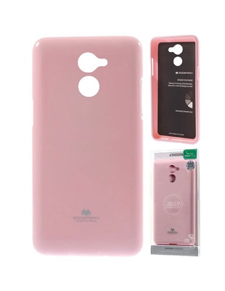 CUSTODIA per HUAWEI NOVA LITE PLUS, Y7, Y7 PRIME IN GEL TPU SILICONE COLORE ROSA LUCIDO CON GLITTER ALTA QUALITA' MERCURY