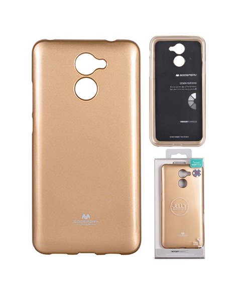 CUSTODIA per HUAWEI NOVA LITE PLUS, Y7, Y7 PRIME IN GEL TPU SILICONE COLORE ORO LUCIDO CON GLITTER ALTA QUALITA' MERCURY