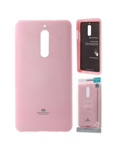 CUSTODIA per NOKIA 5, NOKIA 5 DUAL SIM IN GEL TPU SILICONE COLORE ROSA LUCIDO CON GLITTER ALTA QUALITA' MERCURY BLISTER