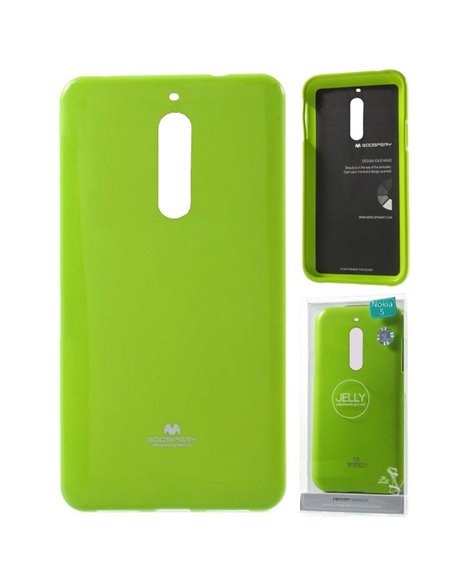 CUSTODIA per NOKIA 5, NOKIA 5 DUAL SIM IN GEL TPU SILICONE COLORE VERDE LUCIDO CON GLITTER ALTA QUALITA' MERCURY BLISTER