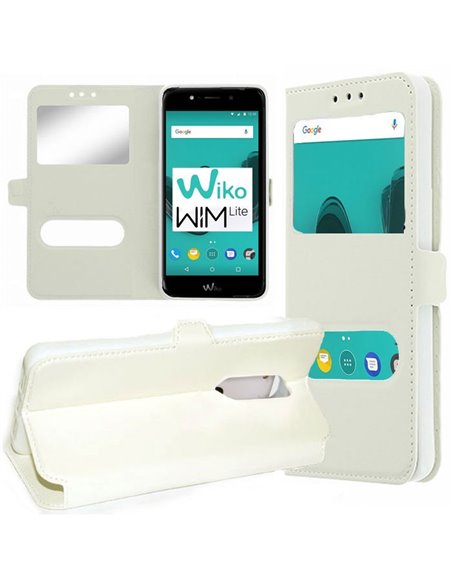 CUSTODIA per WIKO WIM LITE (5.0' POLLICI) FLIP ORIZZONTALE SIMILPELLE CON INTERNO IN TPU SILICONE E DOPPIA FINESTRA ID COLORE BI