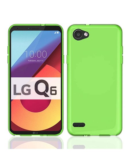 CUSTODIA per LG Q6, Q6 PLUS, Q6a  IN GEL TPU SILICONE COLORE VERDE TRASPARENTE