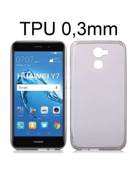 CUSTODIA per HUAWEI NOVA LITE PLUS, Y7, Y7 PRIME IN GEL TPU SILICONE ULTRA SLIM 0,3mm COLORE NERO TRASPARENTE