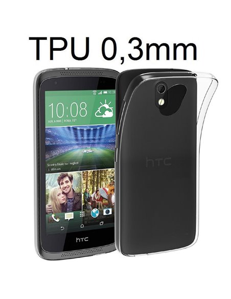 CUSTODIA per HTC DESIRE 526G DUAL SIM, DESIRE 526G+ DUAL SIM, DESIRE 526 IN GEL TPU SILICONE ULTRA SLIM 0,3mm TRASPARENTE