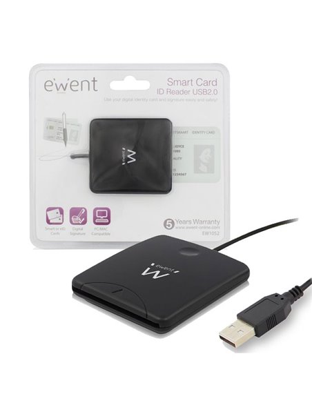 LETTORE ID SMART CARD USB 2.0 PER FIRMA DIGITALE, AUTENTICAZIONE E PROTEZIONE DEGLI ACCESSI COLORE NERO EWENT - ATTENZIONE...