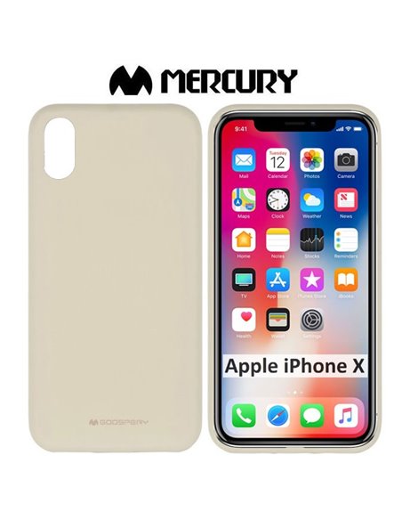 CUSTODIA per APPLE IPHONE X, IPHONE XS (5.8') IN GEL TPU SILICONE COLORE BEIGE ALTA QUALITA' MERCURY SOFT BLISTER