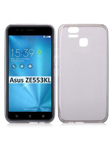 CUSTODIA per ASUS ZENFONE 3 ZOOM (ZE553KL) - 5.5' IN GEL TPU SILICONE COLORE NERO TRASPARENTE