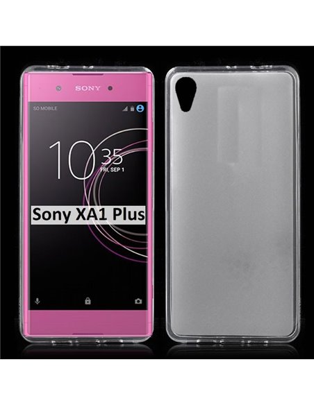 CUSTODIA per SONY XPERIA XA1 PLUS IN GEL TPU SILICONE COLORE BIANCO TRASPARENTE