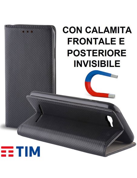 CUSTODIA per TIM POWER, ZTE BLADE A612 - FLIP ORIZZONTALE con CHIUSURA MAGNETICA INVISIBILE ED INTERNO IN TPU COLORE NERO