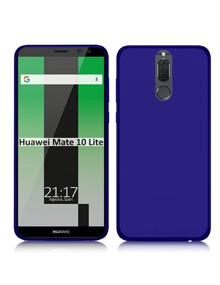 CUSTODIA per HUAWEI MATE 10 LITE IN GEL TPU SILICONE COLORE BLU TRASPARENTE