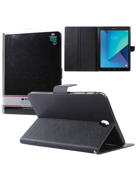 CUSTODIA per SAMSUNG SM-T820 GALAXY TAB S3, SM-T825 - 9.7' - BOOK ORIZZONTALE CON INTERNO IN TPU E STAND COLORE NERO ALTA QUALIT