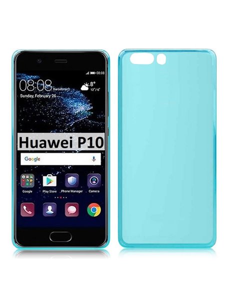 CUSTODIA per HUAWEI P10 IN GEL TPU SILICONE COLORE AZZURRO TRASPARENTE