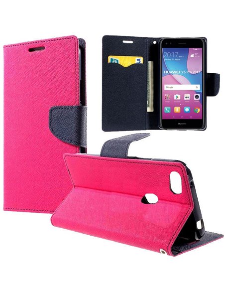 CUSTODIA per HUAWEI Y6 PRO 2017, P9 LITE MINI, NOVA LITE 2017 - FLIP ORIZZONTALE CON INTERNO IN TPU E CHIUSURA MAGNETICA COLORE 