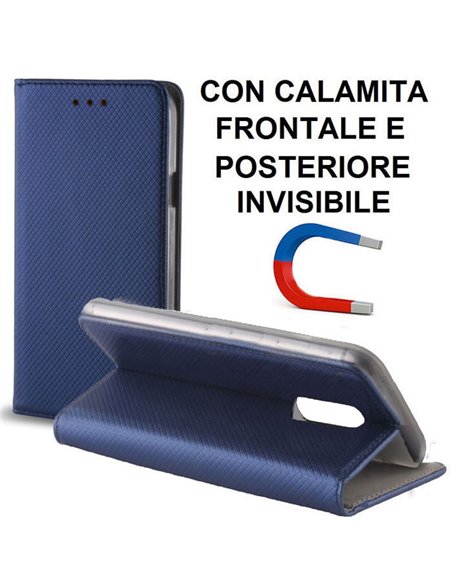 CUSTODIA per NOKIA 5 - FLIP ORIZZONTALE CON CHIUSURA MAGNETICA INVISIBILE, STAND, PORTA CARTE ED INTERNO IN TPU COLORE BLU