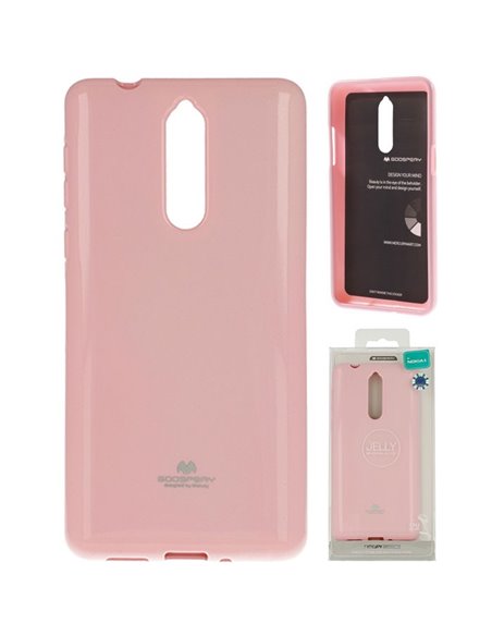 CUSTODIA per NOKIA 8 IN GEL TPU SILICONE COLORE ROSA LUCIDO CON GLITTER ALTA QUALITA' MERCURY BLISTER