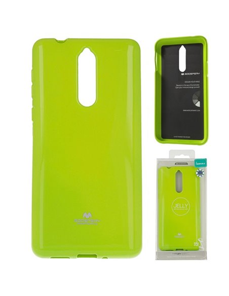 CUSTODIA per NOKIA 8 IN GEL TPU SILICONE COLORE VERDE LUCIDO CON GLITTER ALTA QUALITA' MERCURY BLISTER