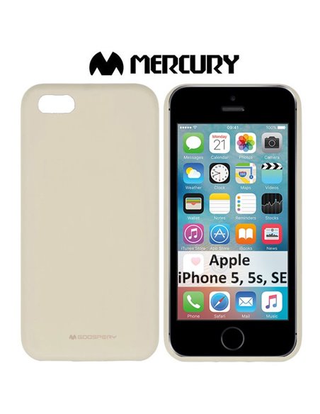 CUSTODIA per APPLE IPHONE SE, IPHONE 5S, IPHONE 5 IN GEL TPU SILICONE COLORE BEIGE ALTA QUALITA' MERCURY SOFT BLISTER