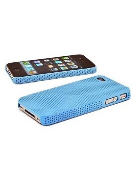 CUSTODIA per APPLE IPHONE 4, IPHONE 4S - BACK RIGIDA CON PICCOLI FORI COLORE AZZURRO