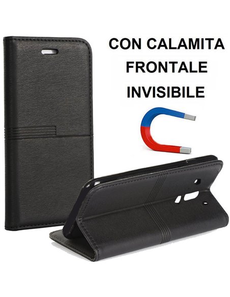 CUSTODIA per HUAWEI MATE 10 PRO - FLIP ORIZZONTALE SIMILPELLE CON CHIUSURA MAGNETICA INVISIBILE ED INTERNO IN TPU NERO