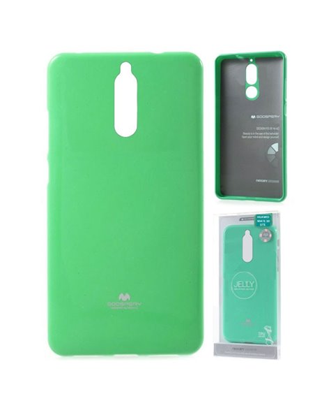 CUSTODIA per HUAWEI MATE 10 LITE IN GEL TPU SILICONE COLORE VERDE ACQUA LUCIDO CON GLITTER ALTA QUALITA' MERCURY BLISTER