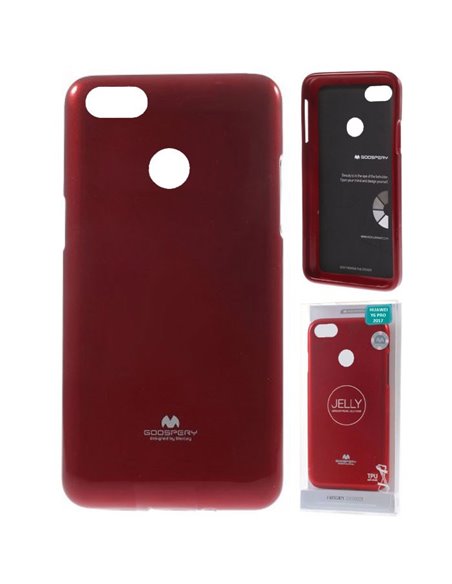 CUSTODIA per HUAWEI Y6 PRO 2017, P9 LITE MINI, NOVA LITE 2017 IN GEL TPU SILICONE COLORE ROSSO LUCIDO CON GLITTER ALTA QUALITA'