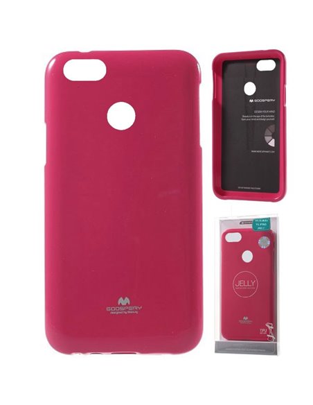 CUSTODIA per HUAWEI Y6 PRO 2017, P9 LITE MINI, NOVA LITE 2017 IN GEL TPU SILICONE COLORE FUCSIA LUCIDO CON GLITTER ALTA QUALITA'