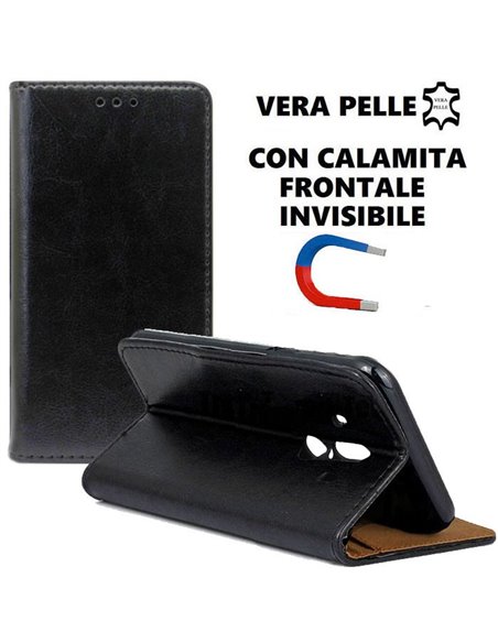 CUSTODIA per HUAWEI MATE 10 PRO - FLIP ORIZZONTALE VERA PELLE CON CHIUSURA MAGNETICA INVISIBILE E INTERNO IN TPU NERO