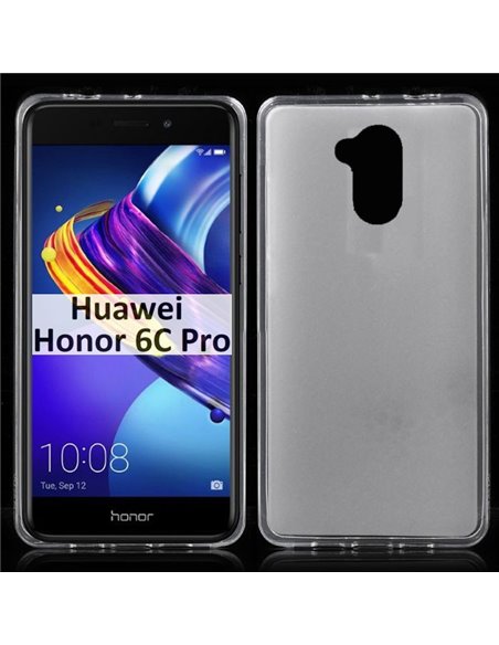 CUSTODIA per HUAWEI HONOR 6C PRO, HONOR V9 PLAY IN GEL TPU SILICONE COLORE BIANCO TRASPARENTE