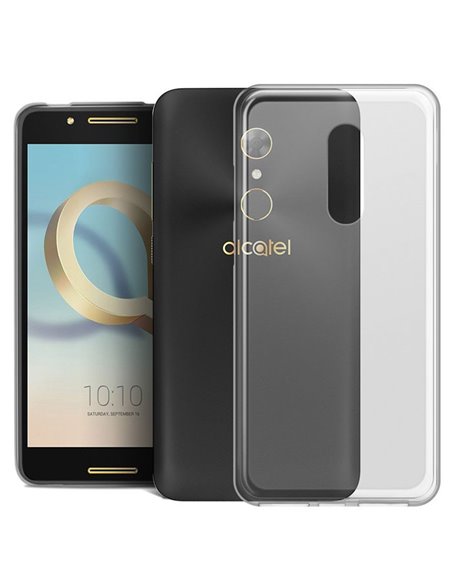 CUSTODIA per ALCATEL A7 - 5.5' POLLICI IN GEL TPU SILICONE COLORE BIANCO TRASPARENTE