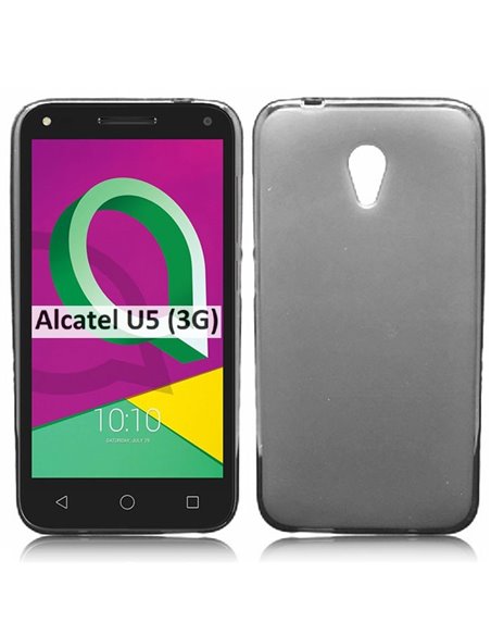 CUSTODIA per ALCATEL U5 3G (NO 4G) - 5' POLLICI IN GEL TPU SILICONE COLORE NERO TRASPARENTE