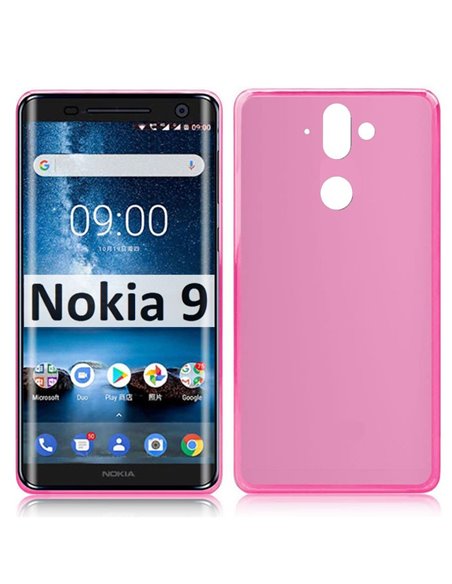 CUSTODIA per NOKIA 9 IN GEL TPU SILICONE COLORE ROSA TRASPARENTE