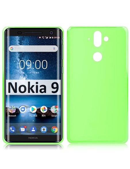 CUSTODIA per NOKIA 9 IN GEL TPU SILICONE COLORE VERDE TRASPARENTE