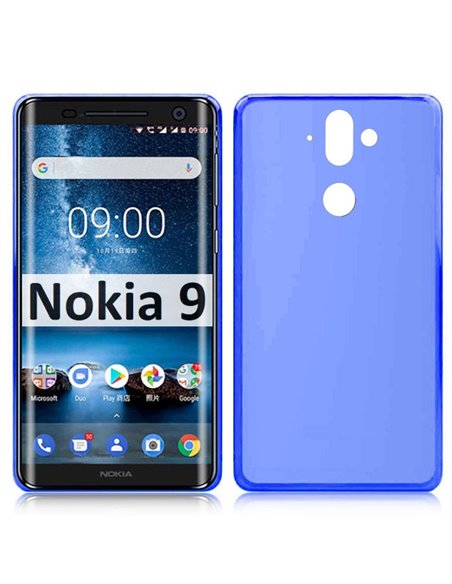 CUSTODIA per NOKIA 9 IN GEL TPU SILICONE COLORE BLU TRASPARENTE